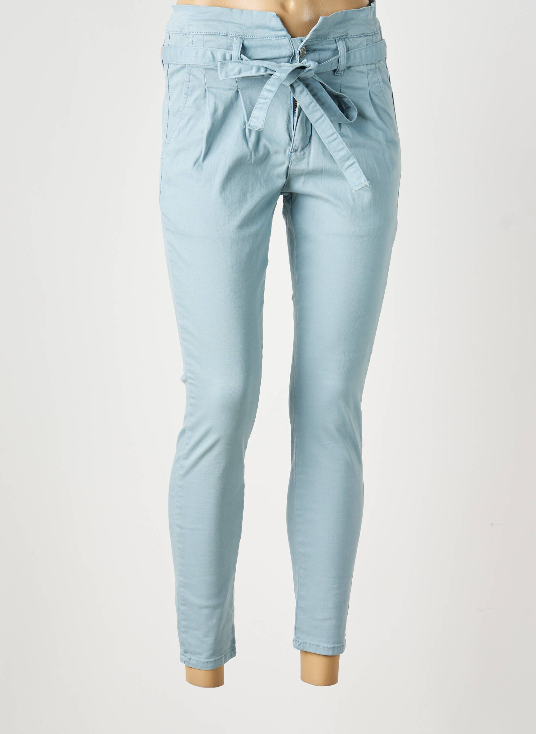 Pantalon slim talie elastică mărime normală albastru R.DISPLAY femeie