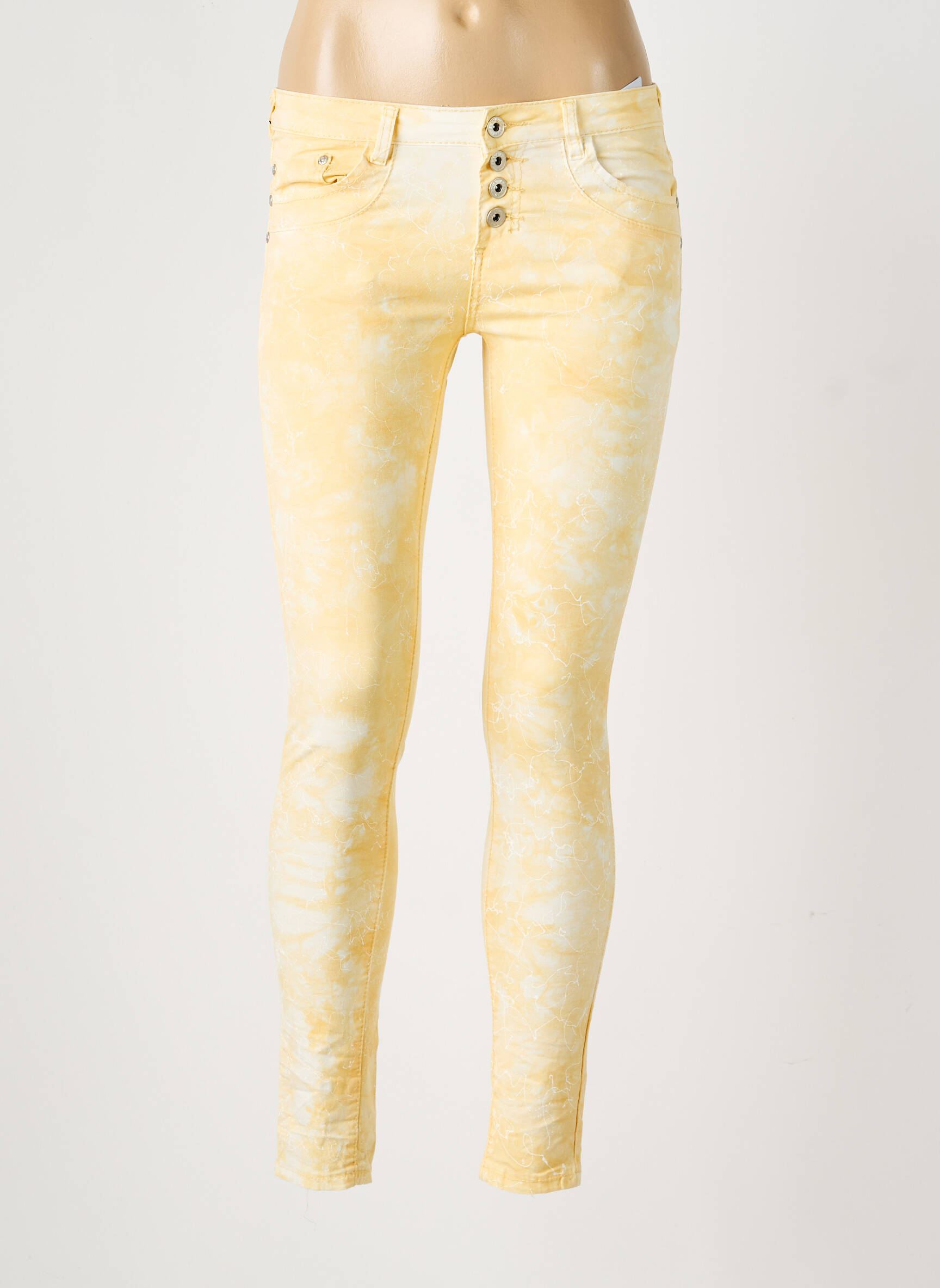 Pantalon slim elasticitate mărime normală galben PLACE DU JOUR femeie