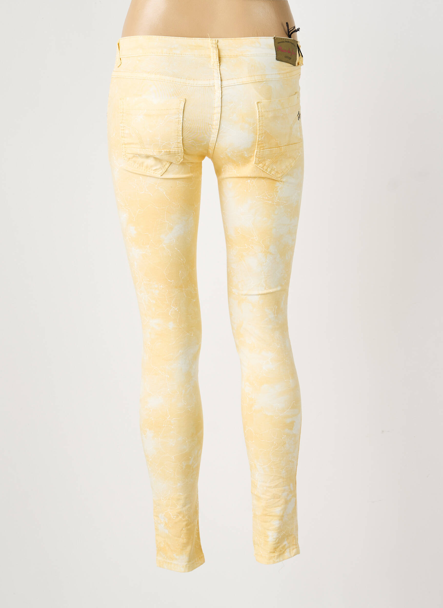 Pantalon slim elasticitate mărime normală galben PLACE DU JOUR femeie