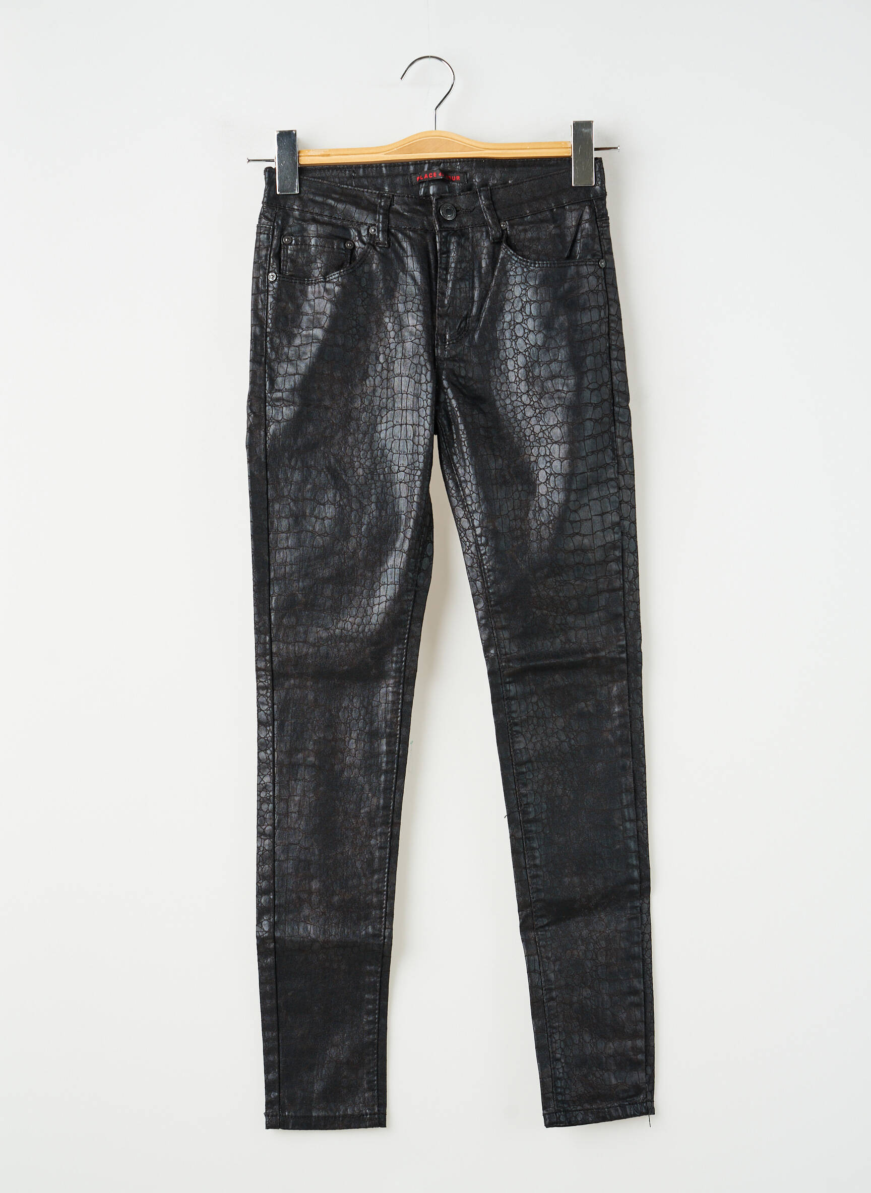 Pantalon slim elasticitate mărime normală negru PLACE DU JOUR femeie