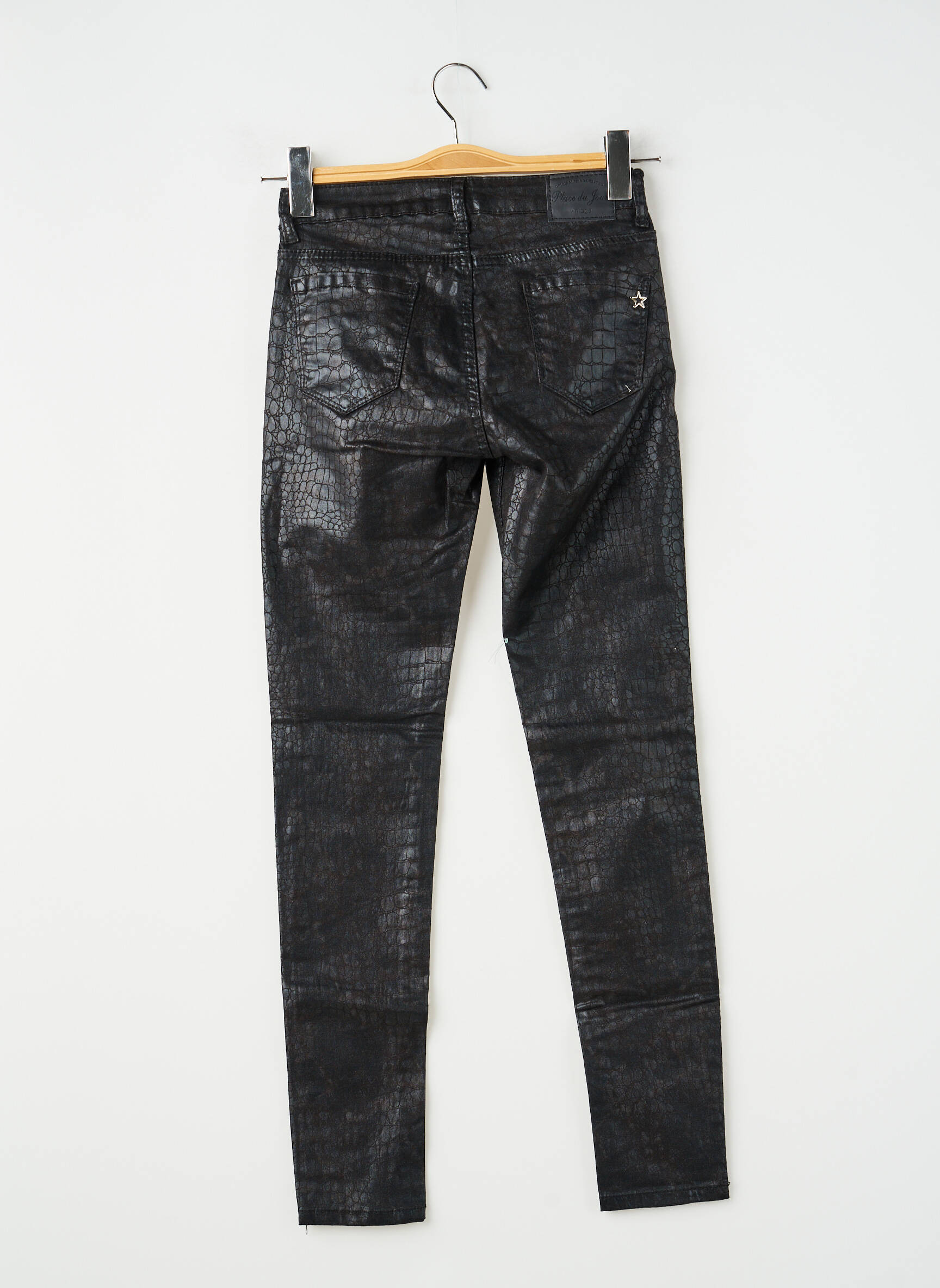 Pantalon slim elasticitate mărime normală negru PLACE DU JOUR femeie