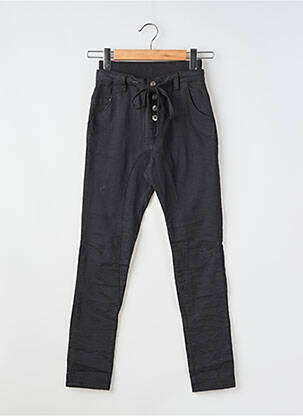 Pantalon slim talie elastică mărime normală negru PLACE DU JOUR femeie