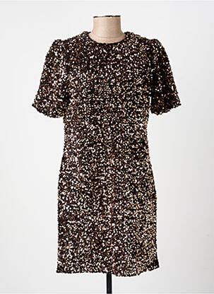 Rochie midi mâneci scurte mâneci scurte maro EMMA ELLA femeie