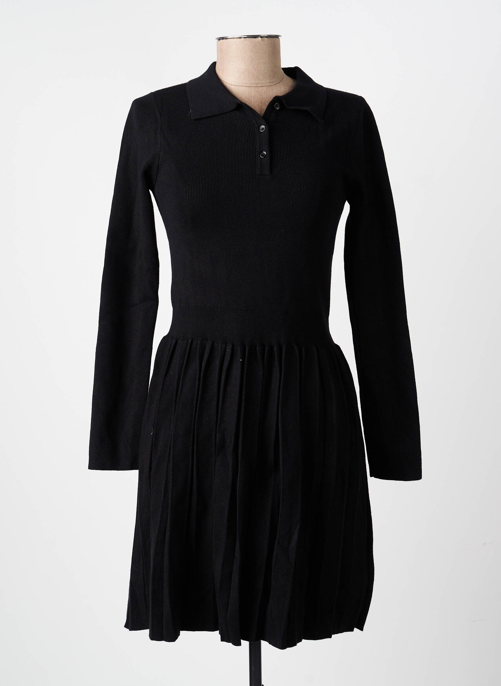 Rochie scurtă croială evazată mâneci lungi negru IN APRIL 1986 femeie