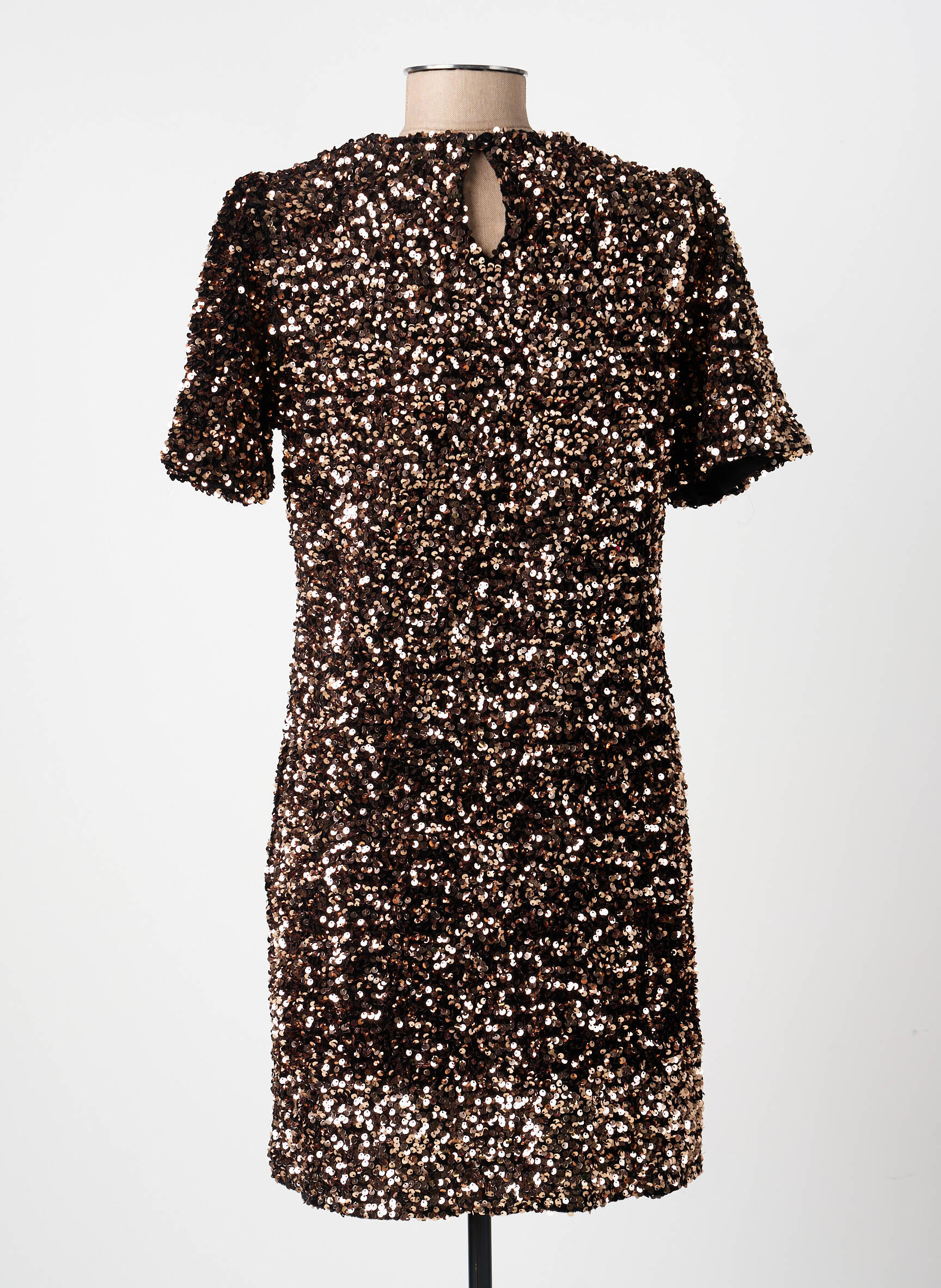 Rochie midi mâneci scurte mâneci scurte maro EMMA ELLA femeie