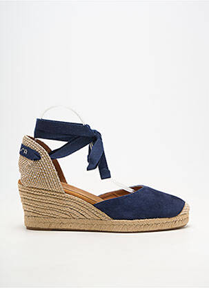 Espadrile închidere cu șireturi toc de 7 la 9 cm albastru UNISA femeie