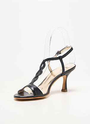 Sandale/pantofi decupați material neted toc de 7 la 9 cm negru NIMAL femeie