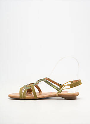 Sandale/pantofi decupați material neted toc plat până la 3 cm verde SMS femeie