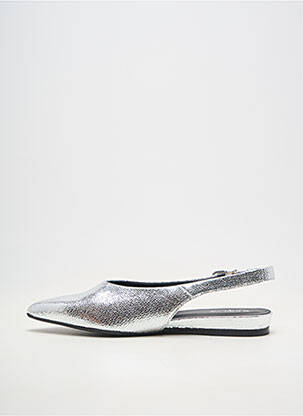 Sandale/pantofi decupați material neted toc plat până la 3 cm argintiu REQINS femeie