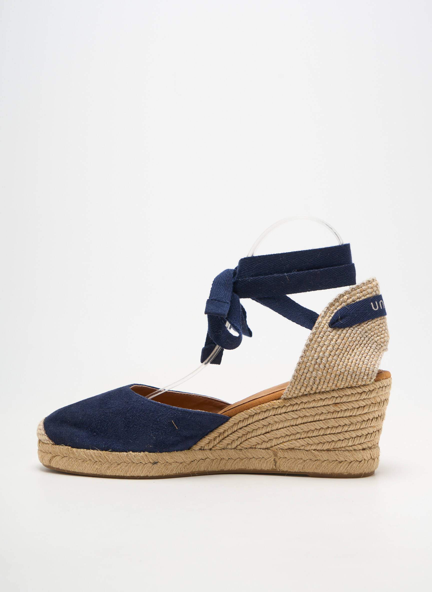 Espadrile închidere cu șireturi toc de 7 la 9 cm albastru UNISA femeie