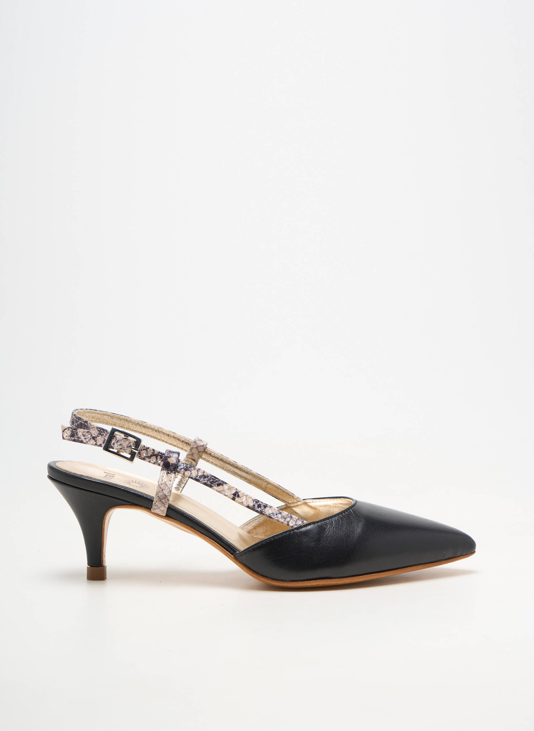 Pantofi cu toc material neted toc de 7 la 9 cm negru NIMAL femeie