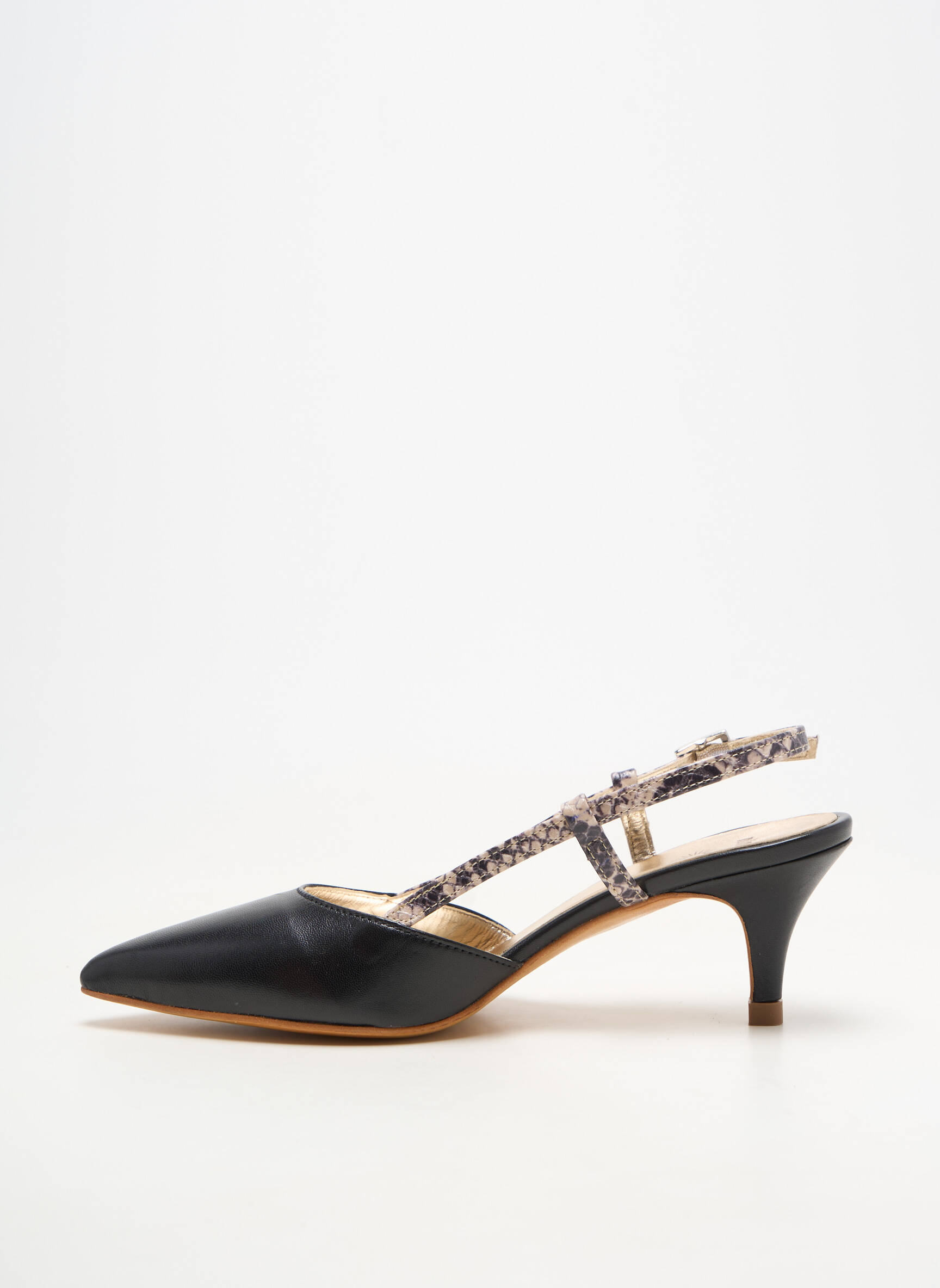 Pantofi cu toc material neted toc de 7 la 9 cm negru NIMAL femeie