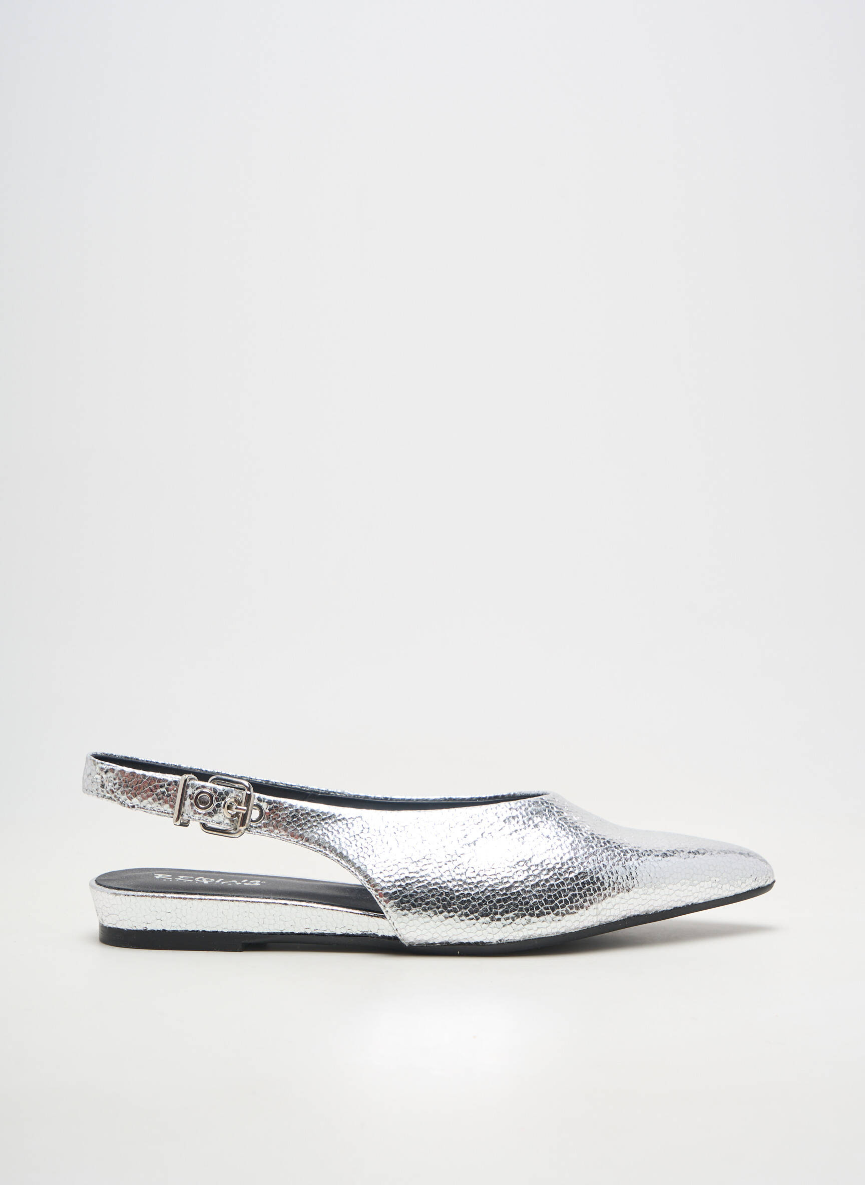 Sandale/pantofi decupați material neted toc plat până la 3 cm argintiu REQINS femeie