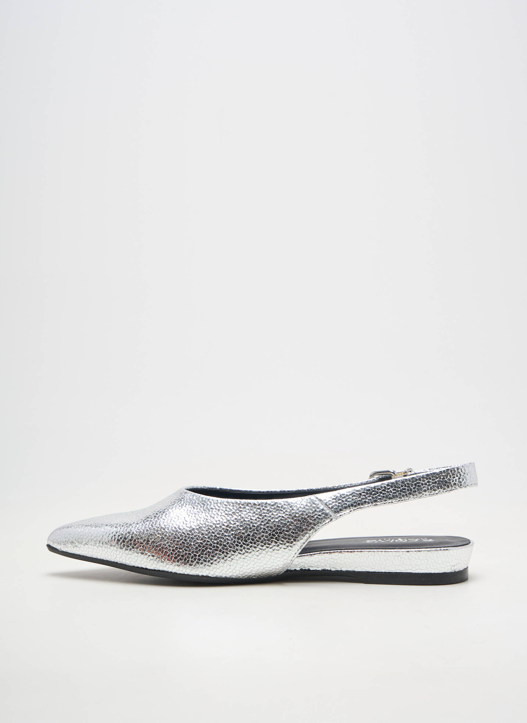 Sandale/pantofi decupați material neted toc plat până la 3 cm argintiu REQINS femeie