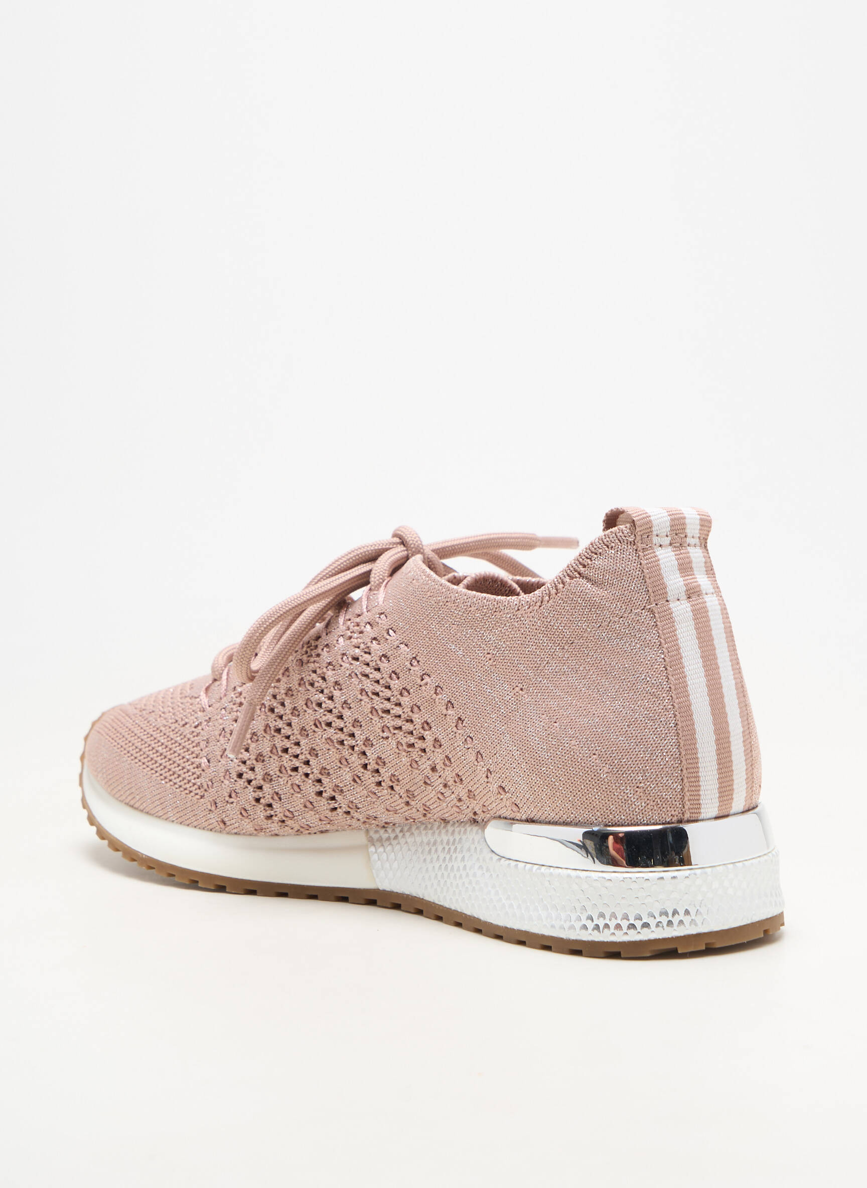 Adidași țesătură țesătură cu sclipici toc plat până la 3 cm roz REQINS femeie
