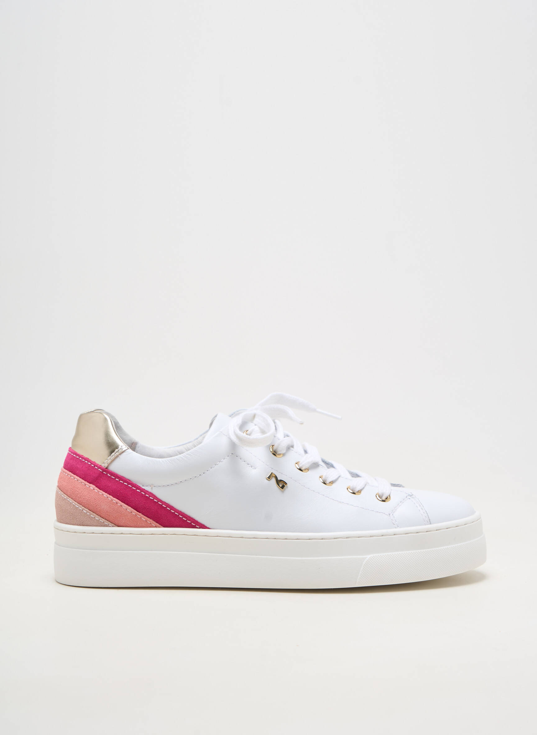 Adidași material neted toc plat până la 3 cm alb NERO GIARDINI femeie