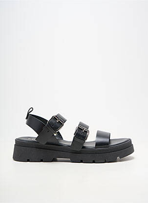 Sandale/pantofi decupați material neted toc plat până la 3 cm negru REQINS femeie