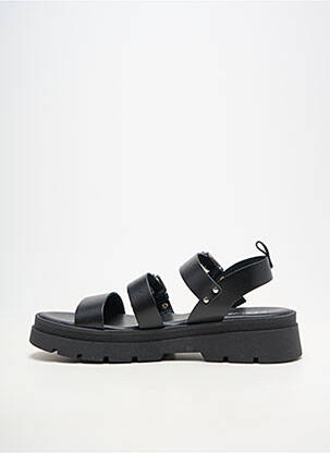 Sandale/pantofi decupați material neted toc plat până la 3 cm negru REQINS femeie