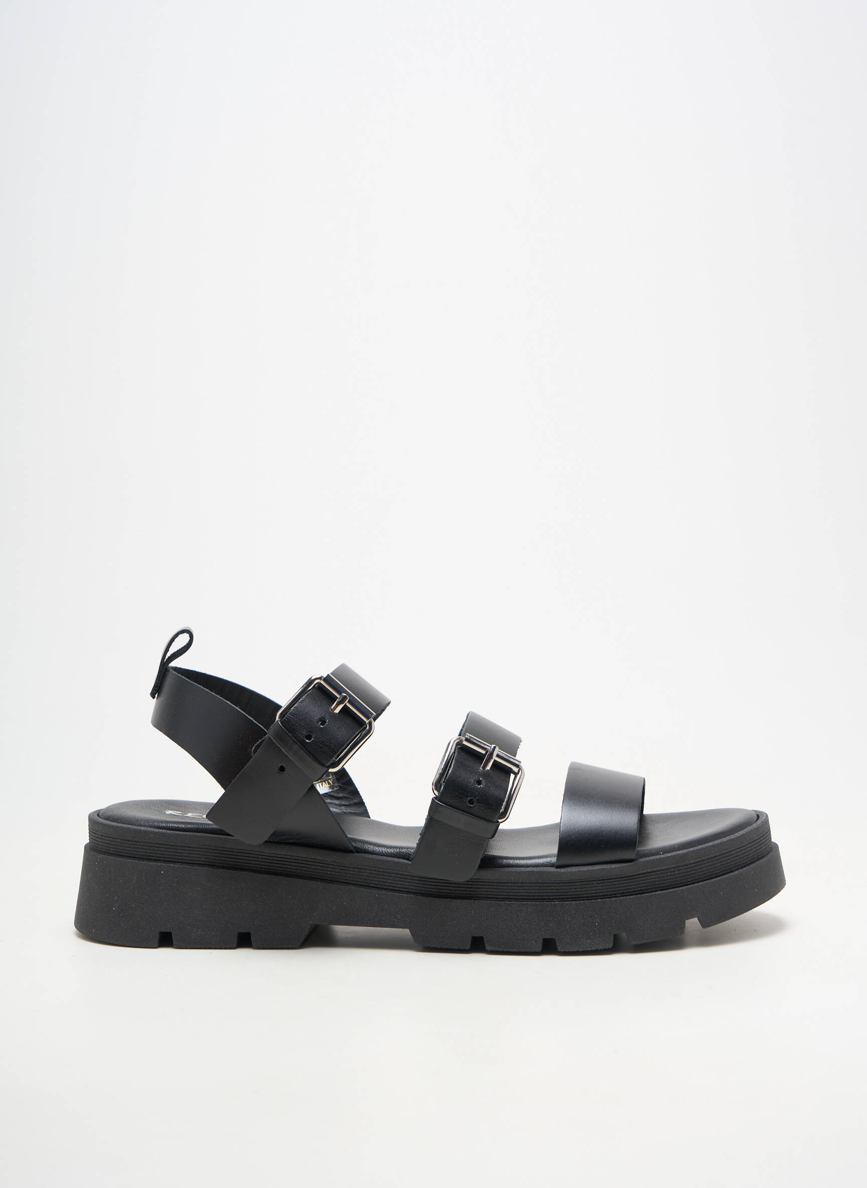 Sandale/pantofi decupați material neted toc plat până la 3 cm negru REQINS femeie