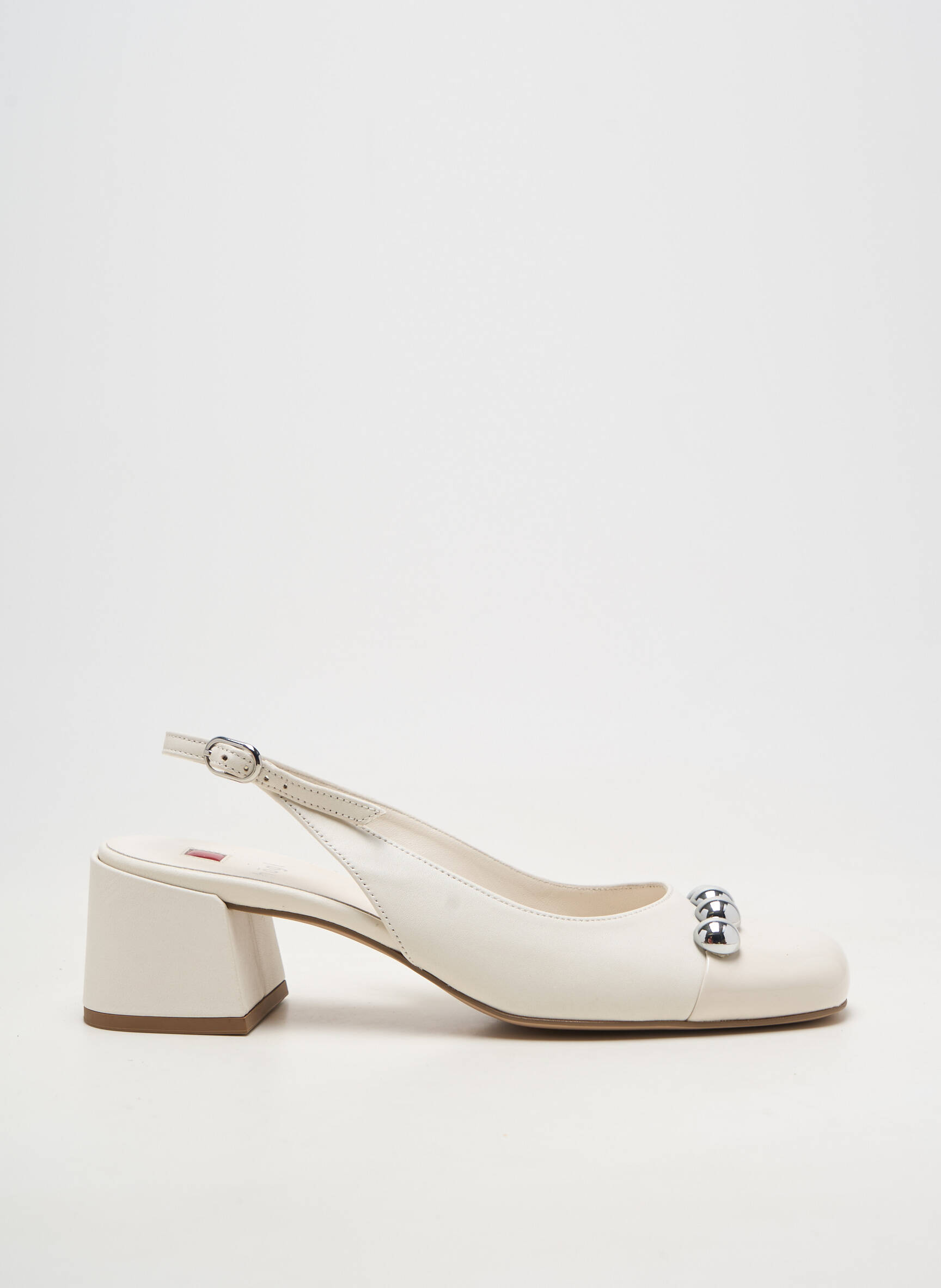 Pantofi cu toc material neted toc de 4 la 6 cm alb HOGL femeie