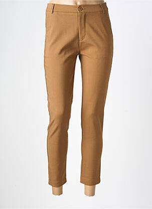 Pantalon 7/8 talie cu cleme mărime normală maro MARINA V femeie