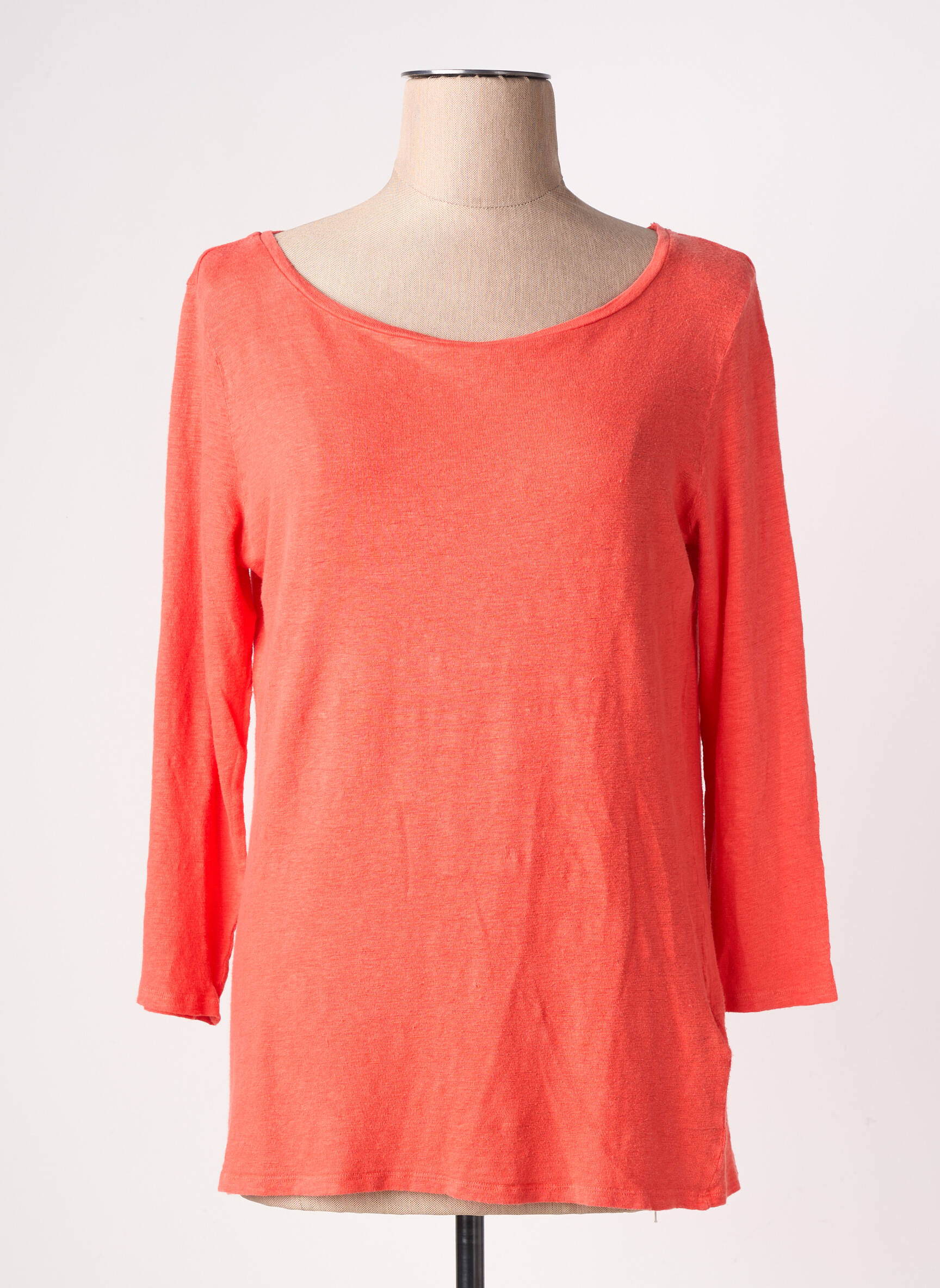 Tricou mâneci 3/4 mâneci 3/4 portocalie MAJESTIC FILATURES femeie