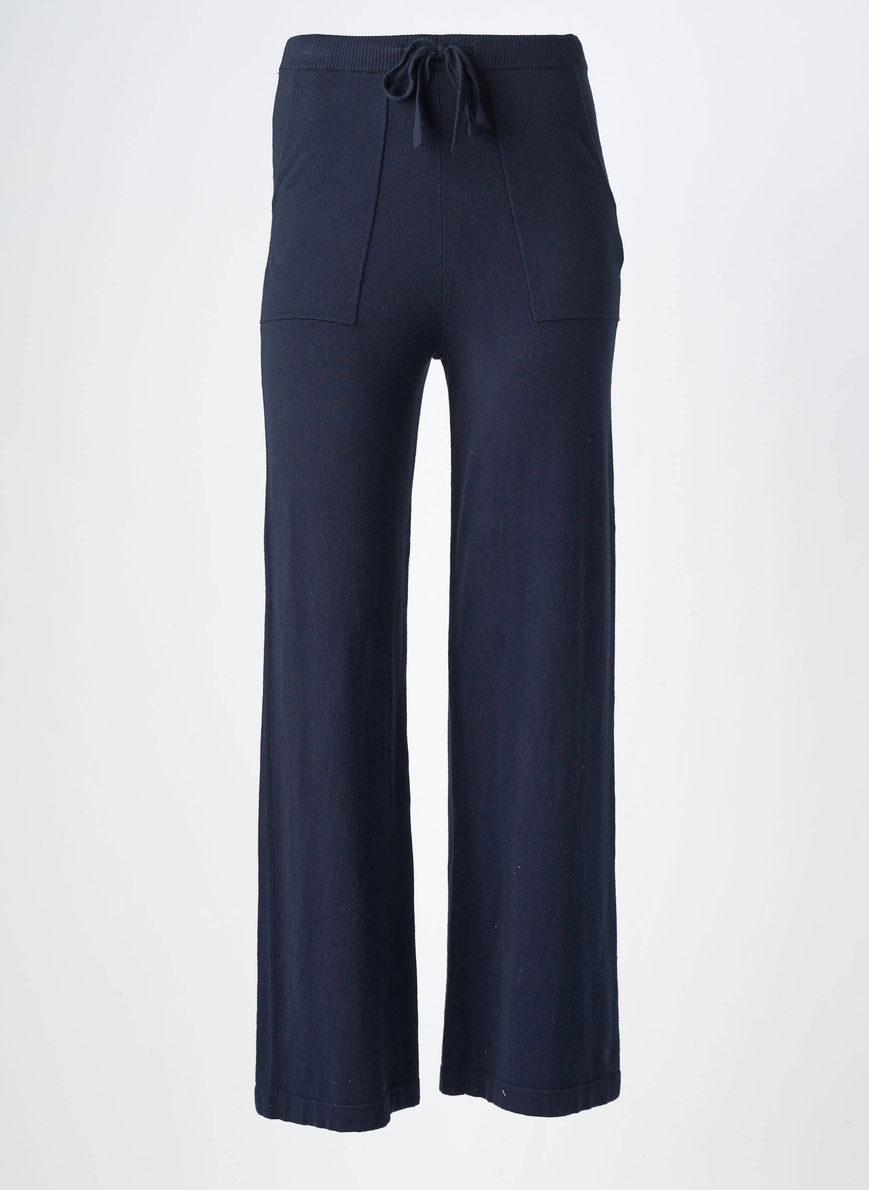 Pantalon larg buzunare talie înaltă albastru MAJESTIC FILATURES femeie