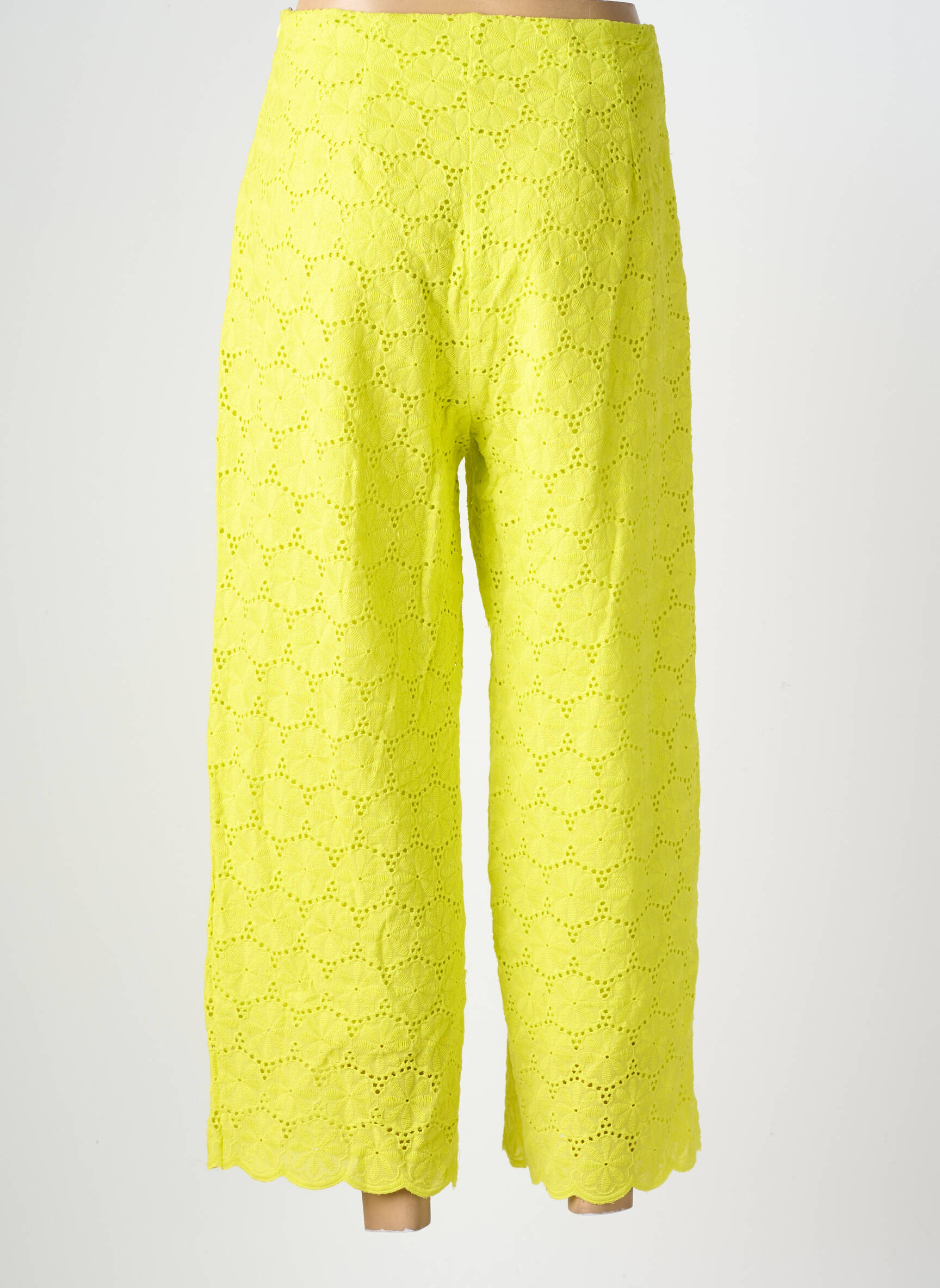 Pantalon 7/8 talie cu cleme mărime normală galben MARINA V femeie