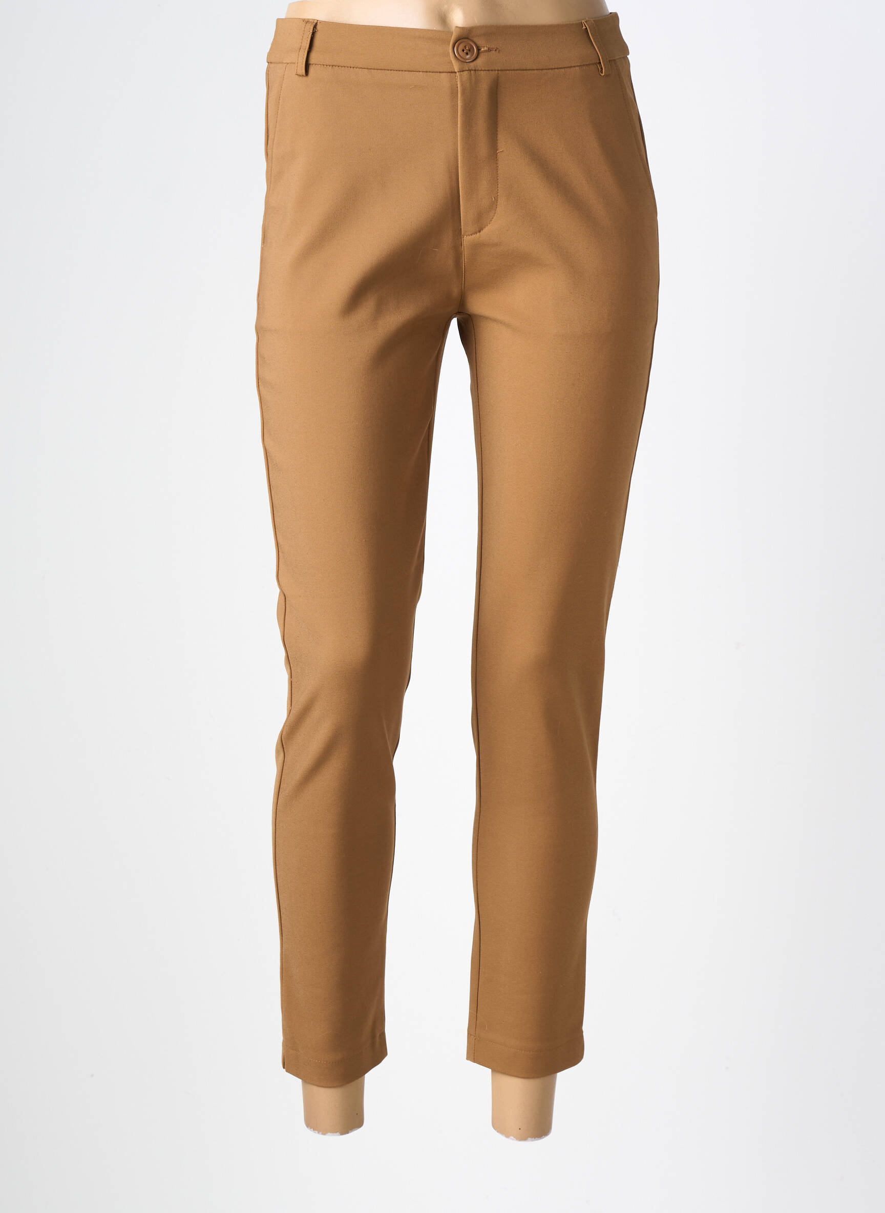 Pantalon 7/8 talie cu cleme mărime normală maro MARINA V femeie