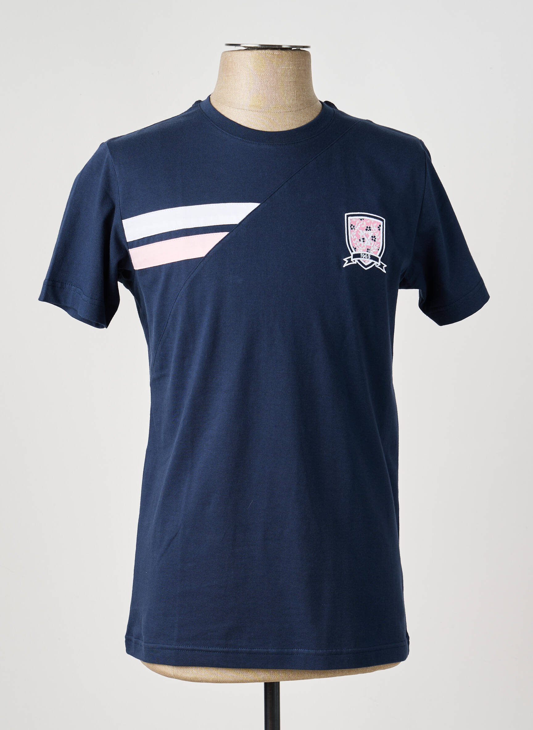 Tricou broderie mâneci scurte albastru CAMBERABERO bărbat