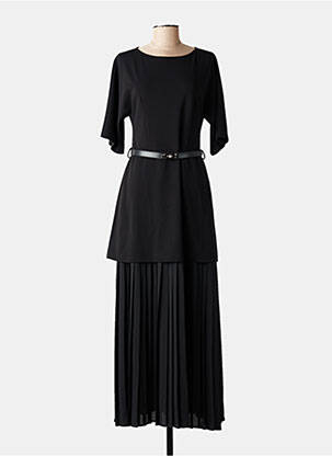 Rochie lungă croială cambrată mâneci 3/4 negru IMPERIAL femeie