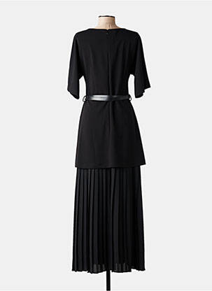 Rochie lungă croială cambrată mâneci 3/4 negru IMPERIAL femeie