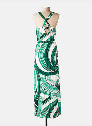 Rochie lungă țesătură poplin bretele subțiri verde LA FEE MARABOUTEE femeie