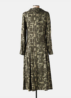 Rochie midi imprimeu fantezie mâneci lungi verde YERSE femeie
