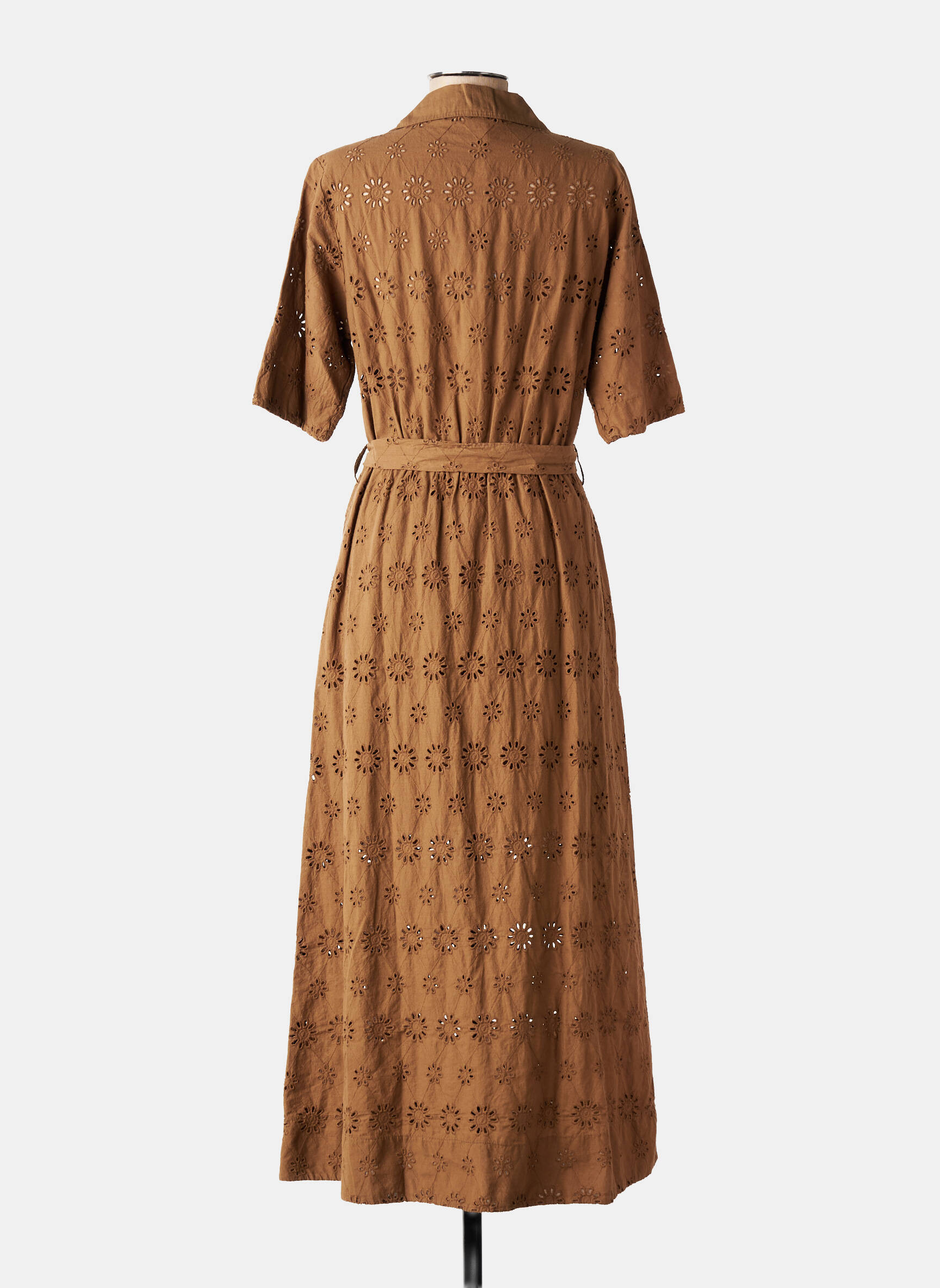 Rochie lungă mâneci scurte mâneci scurte maro PAKO LITTO femeie