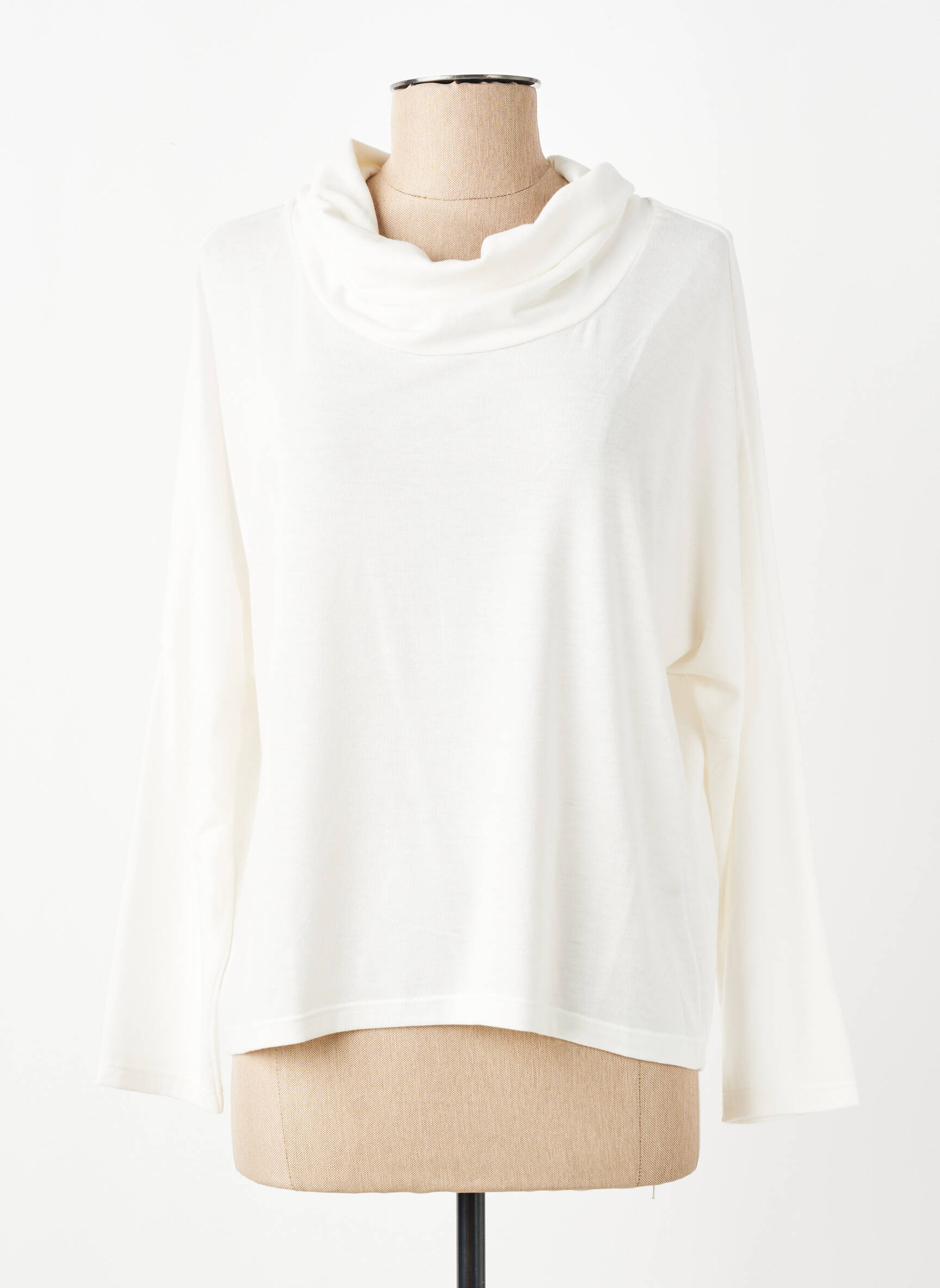 Top țesătură jersey mâneci lungi bej PAKO LITTO femeie