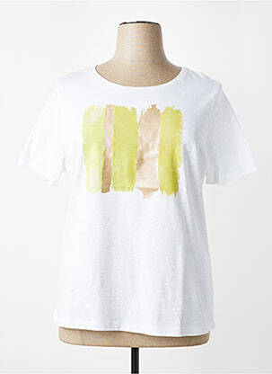 Tricou serigrafie flockată mâneci scurte alb SIGNE NATURE femeie