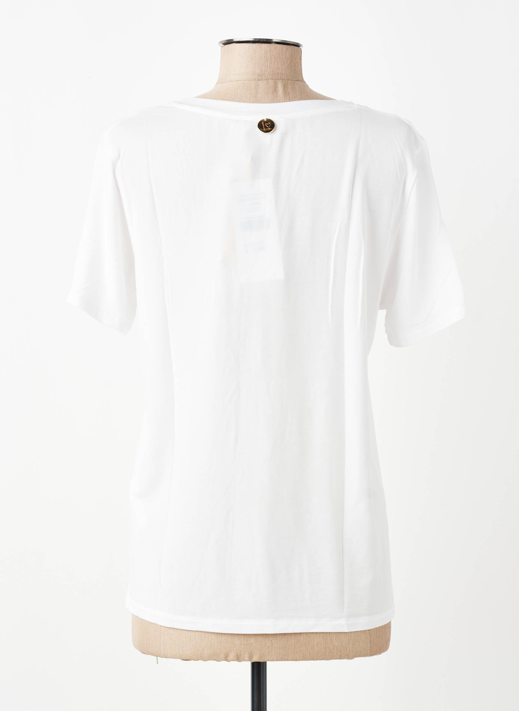 Tricou guler în v mâneci scurte alb LOKITA femeie