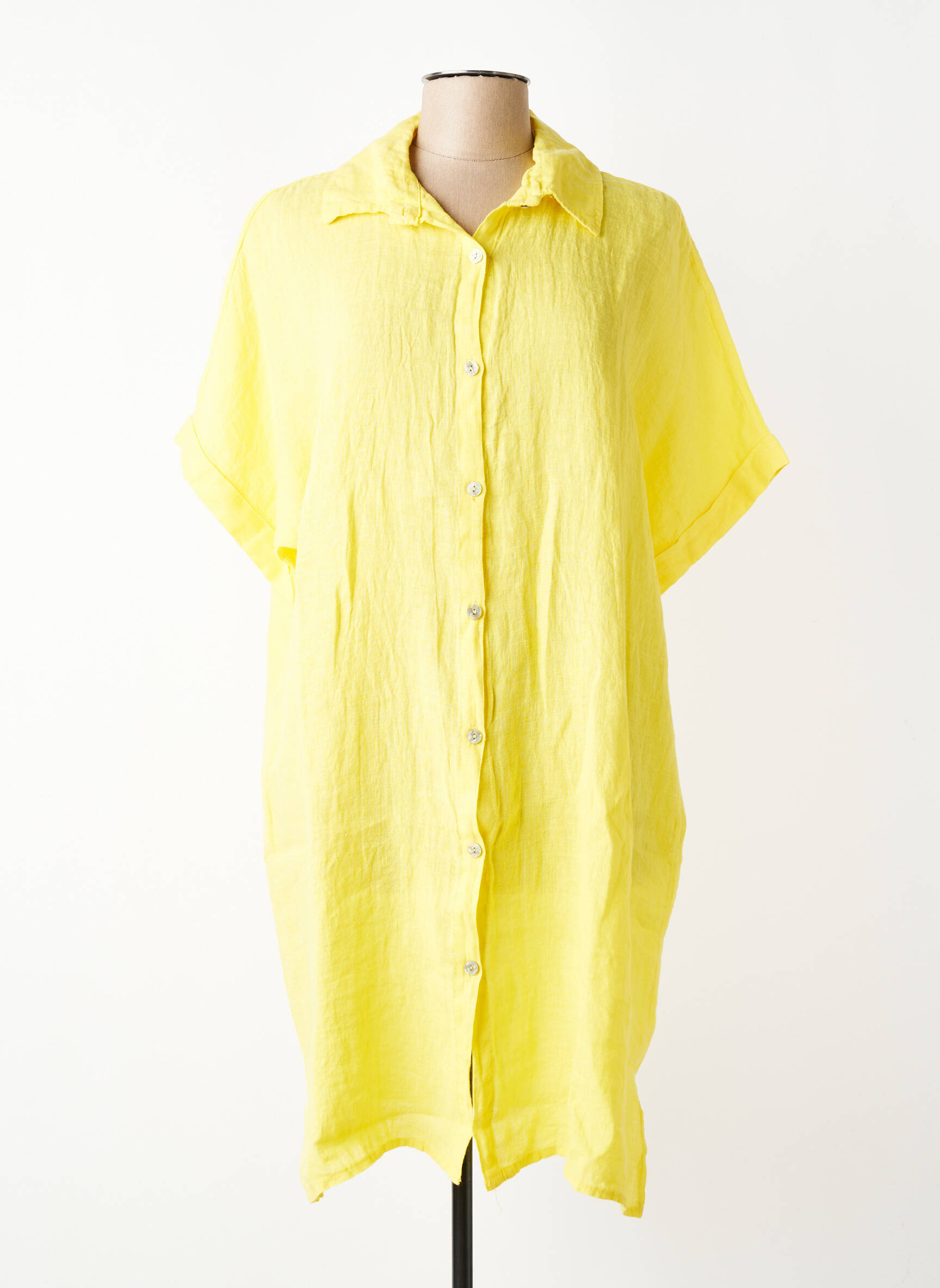 Rochie midi mâneci scurte mâneci scurte galben MARIE ILE DE RE femeie
