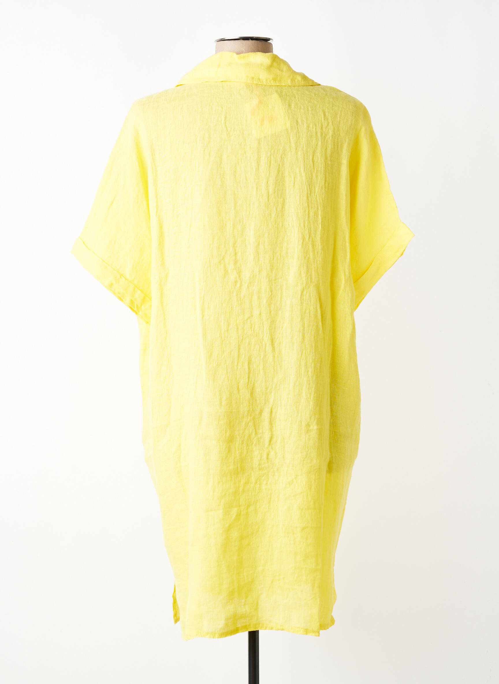 Rochie midi mâneci scurte mâneci scurte galben MARIE ILE DE RE femeie