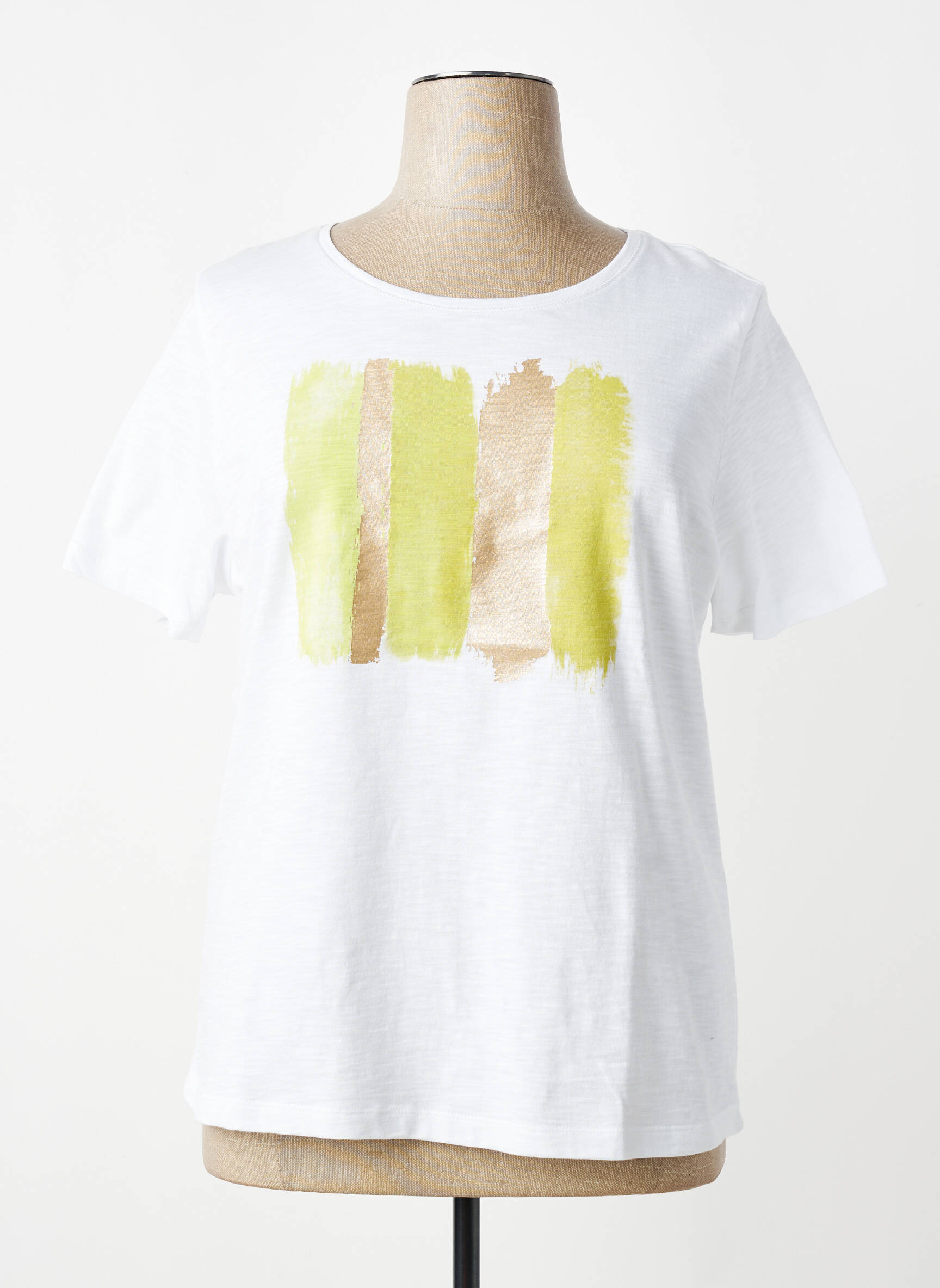 Tricou serigrafie flockată mâneci scurte alb SIGNE NATURE femeie