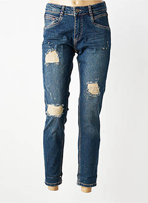 Blugi cu croială slim efect uzat decolorat mărime normală albastru PARA MI femeie
