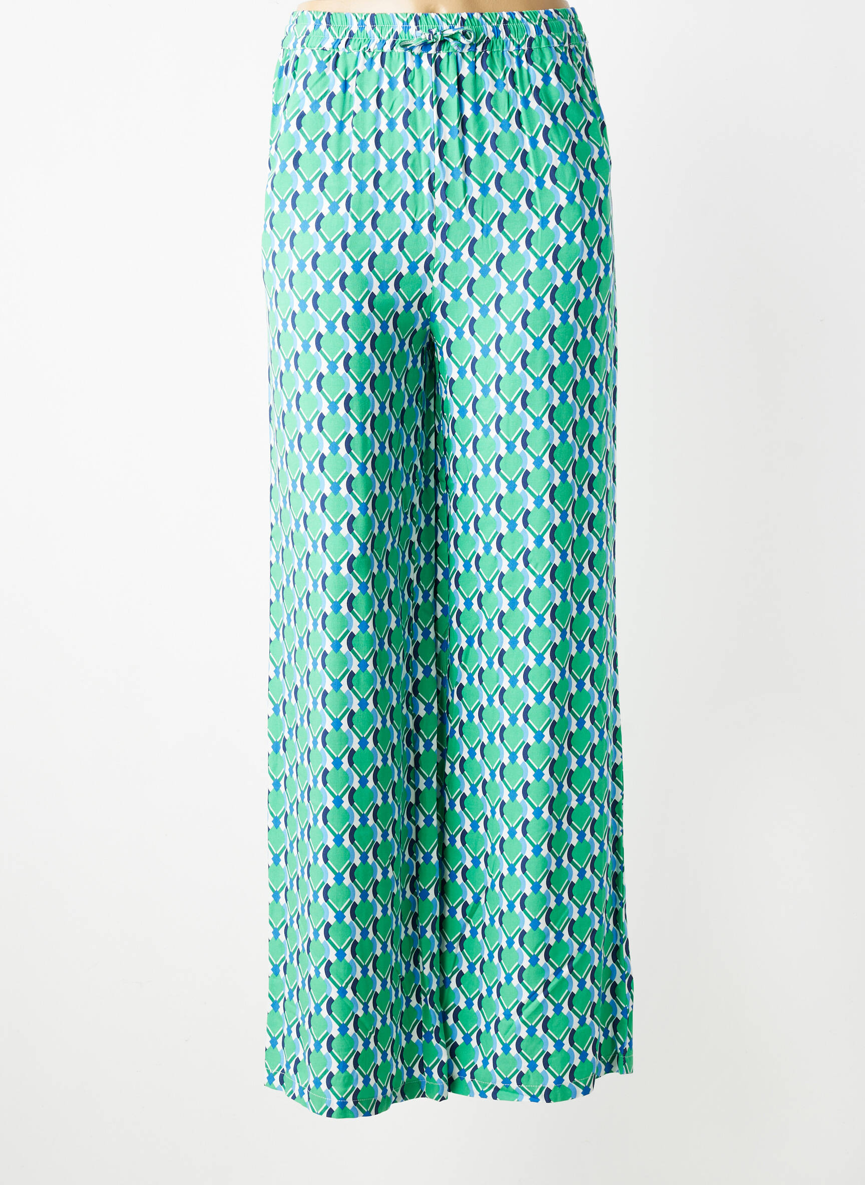 Pantalon larg țesătură poplin mărime normală verde LA VIE EST BELLE femeie