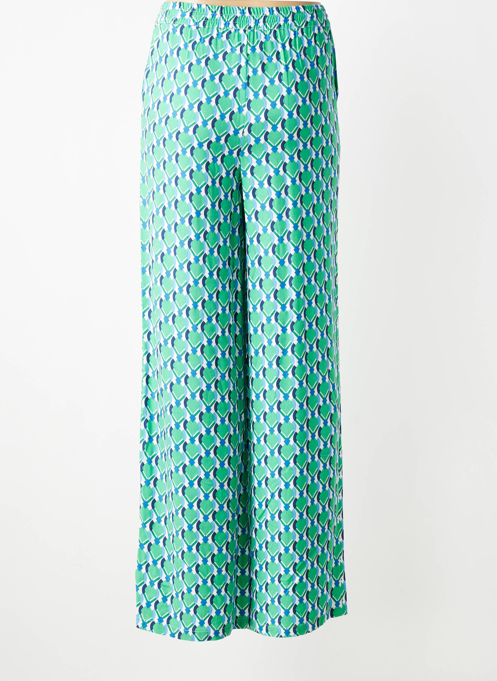 Pantalon larg țesătură poplin mărime normală verde LA VIE EST BELLE femeie