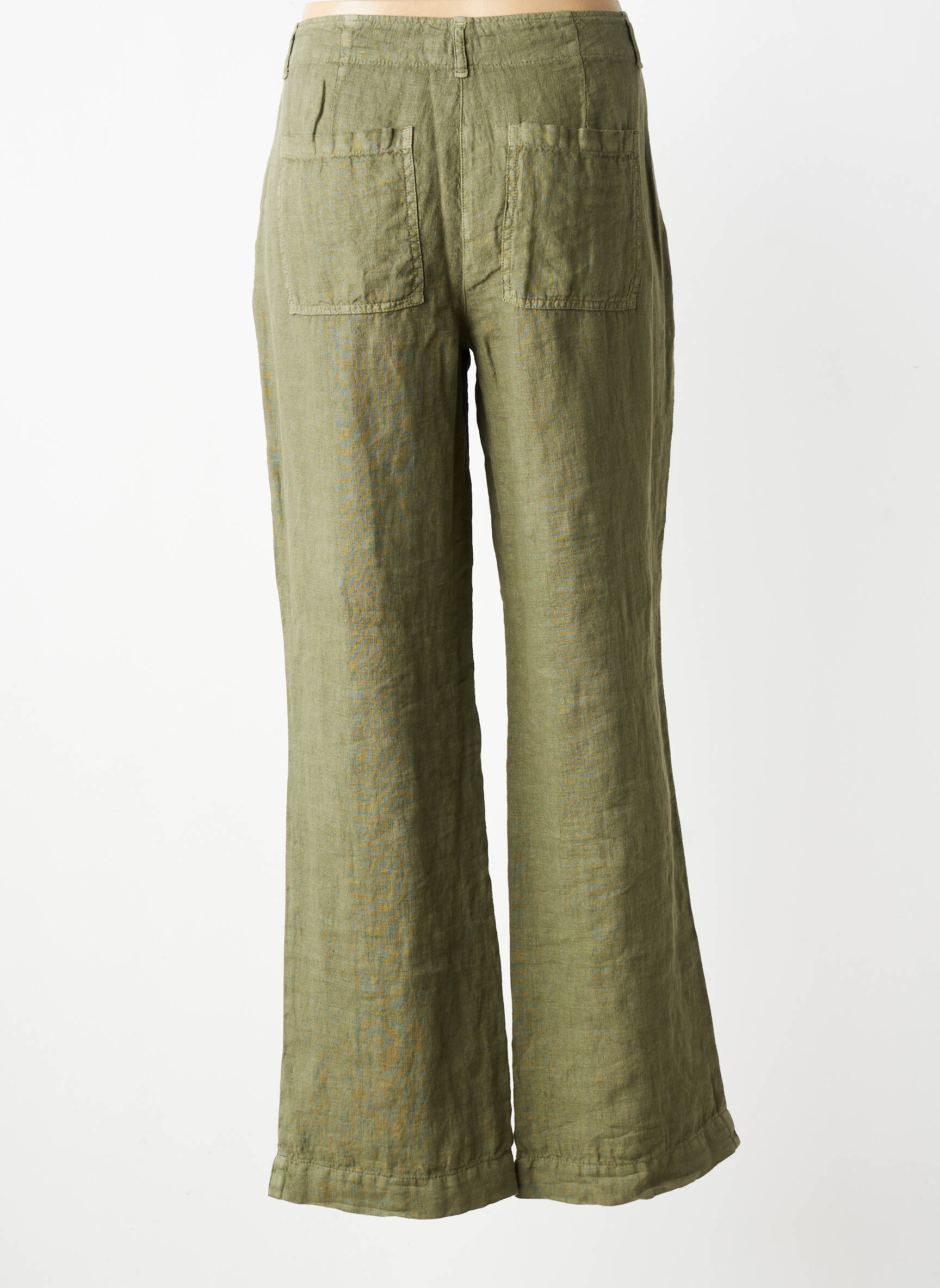 Pantalon larg închidere cu fermoar sub clapetă cu nasturi mărime normală verde SIGNE NATURE femeie