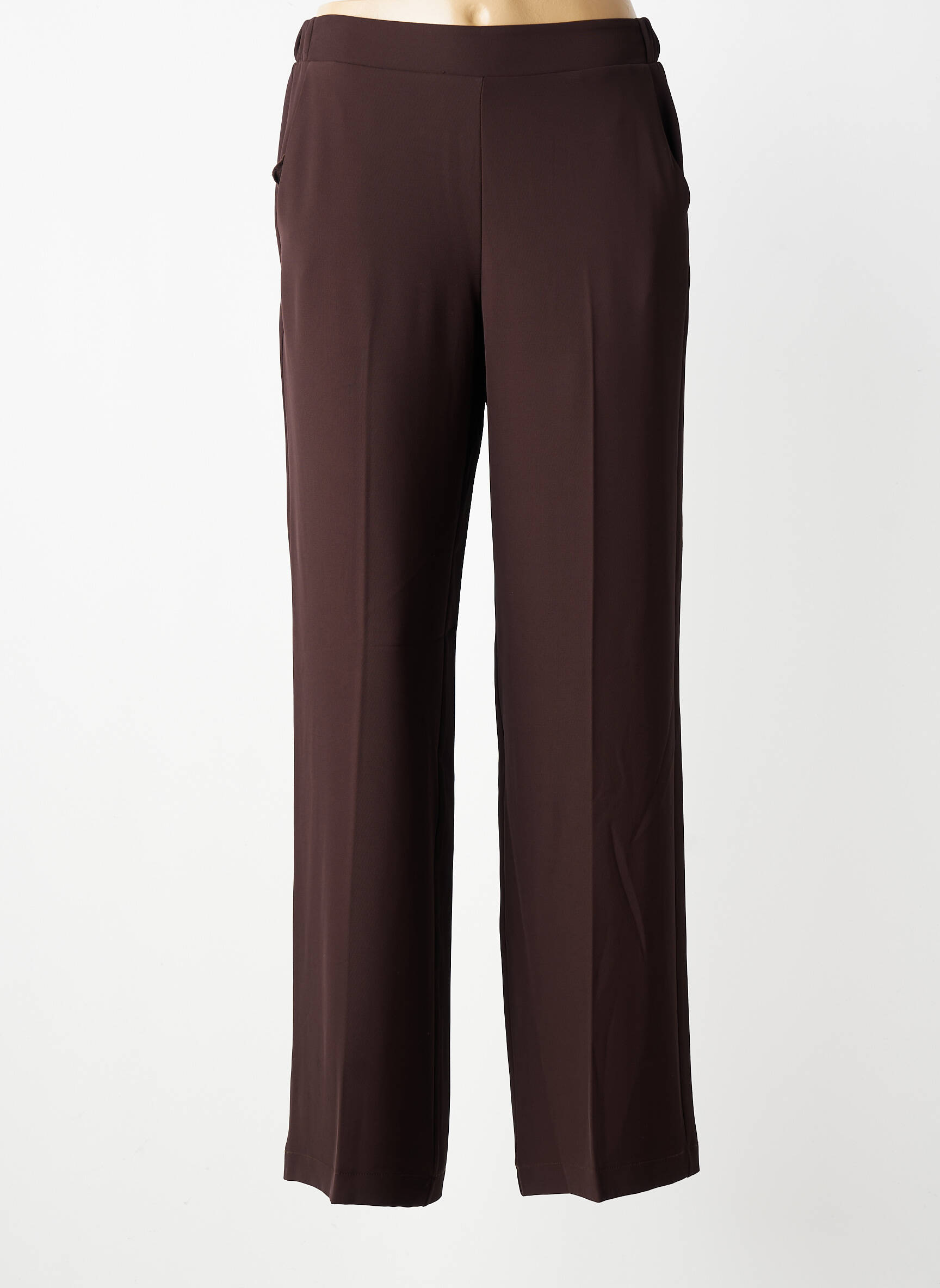 Pantalon drept țesătură crep mărime normală maro IMPERIAL femeie