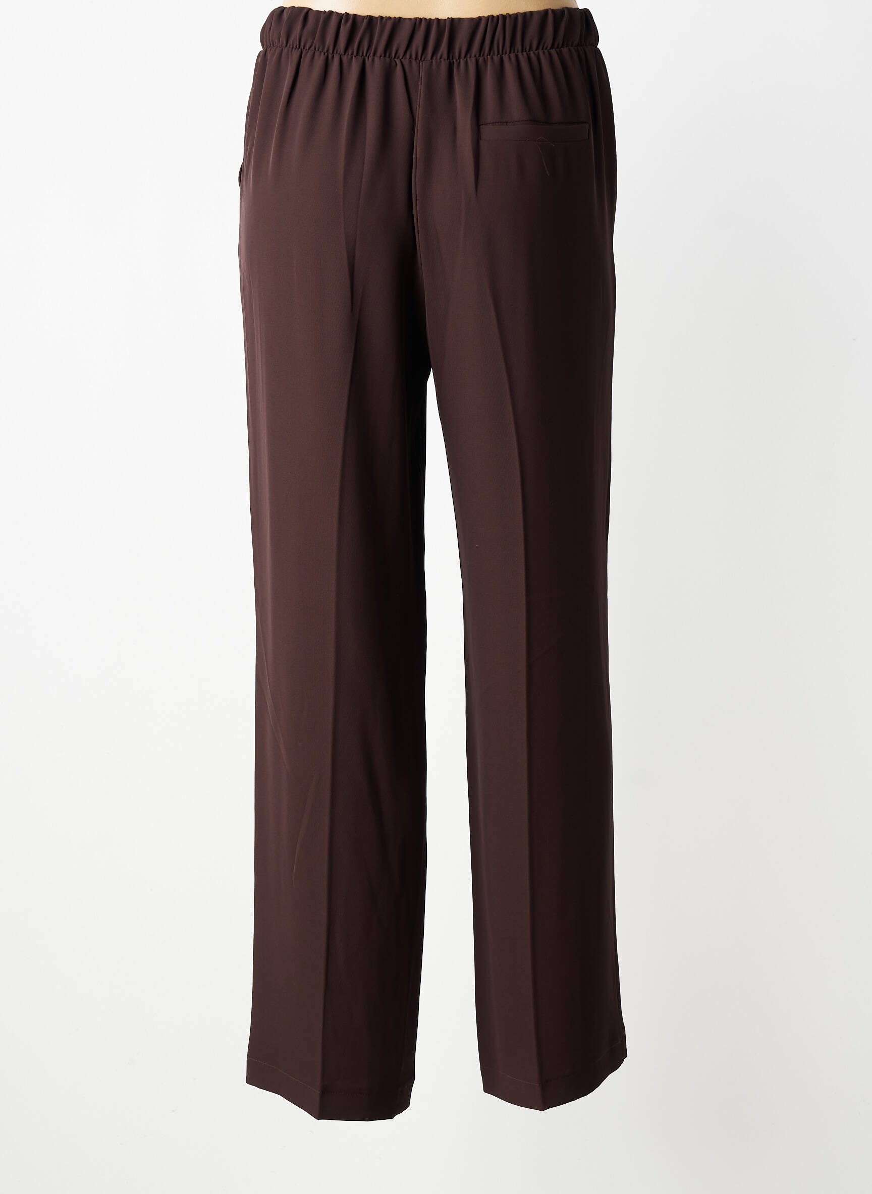 Pantalon drept țesătură crep mărime normală maro IMPERIAL femeie