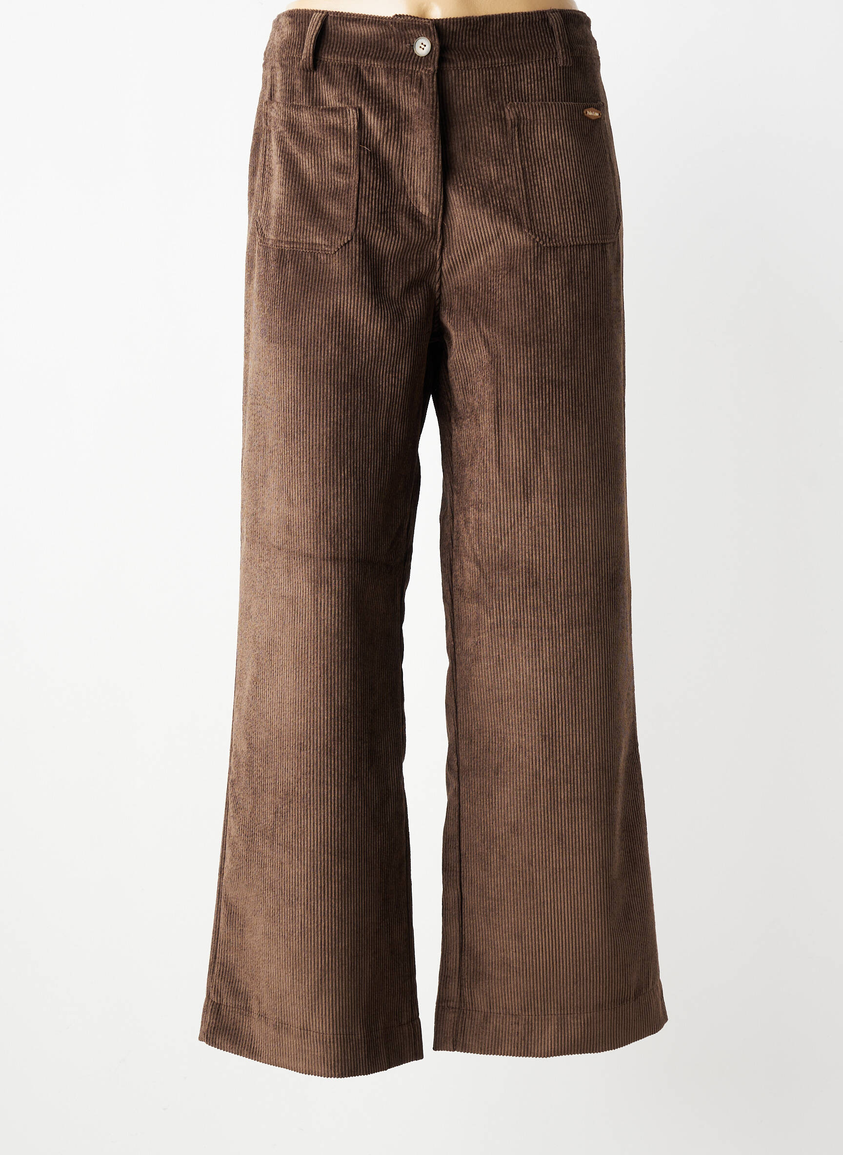 Pantalon larg închidere cu fermoar sub clapetă cu nasturi mărime normală maro PAKO LITTO femeie