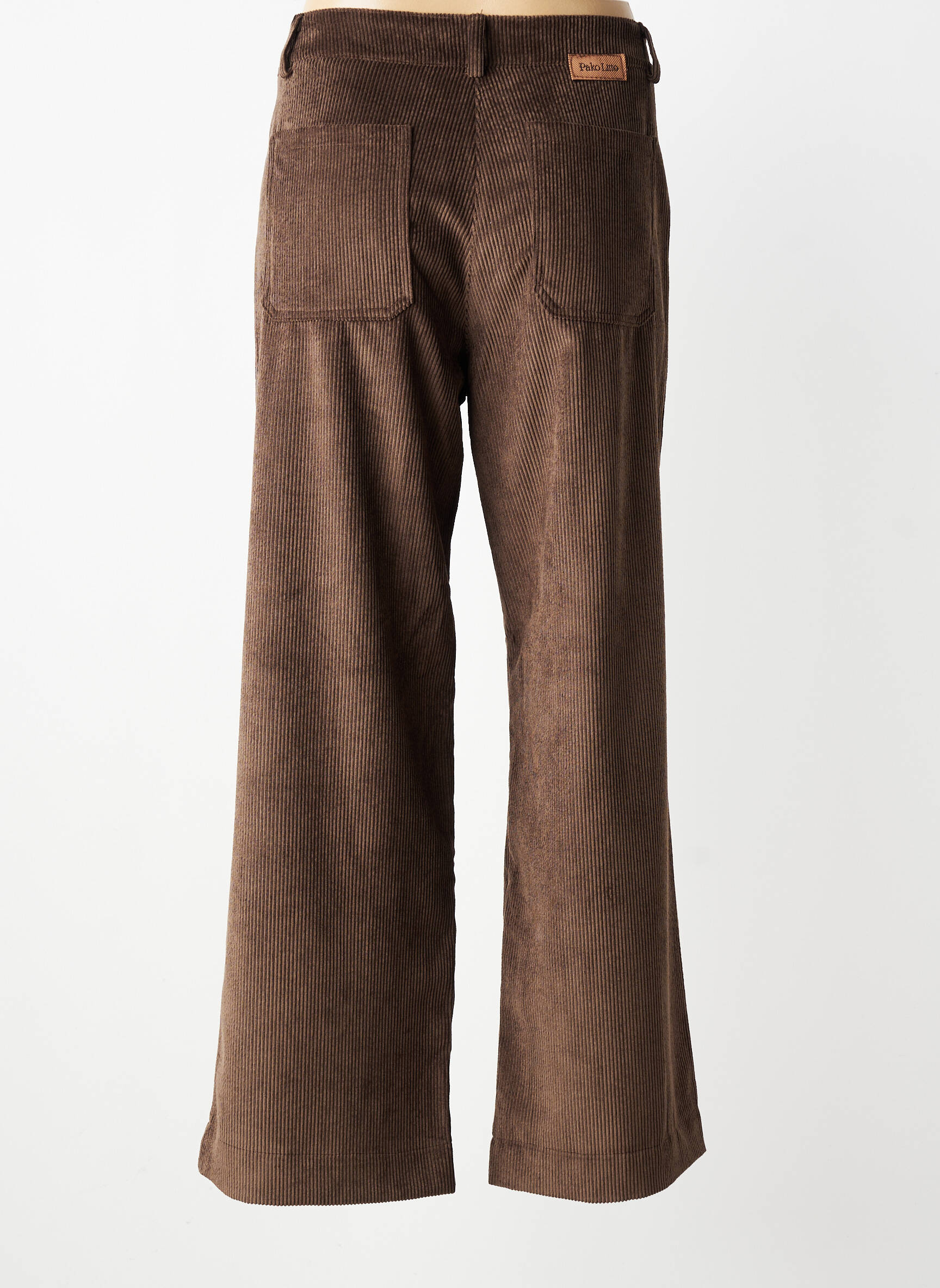 Pantalon larg închidere cu fermoar sub clapetă cu nasturi mărime normală maro PAKO LITTO femeie