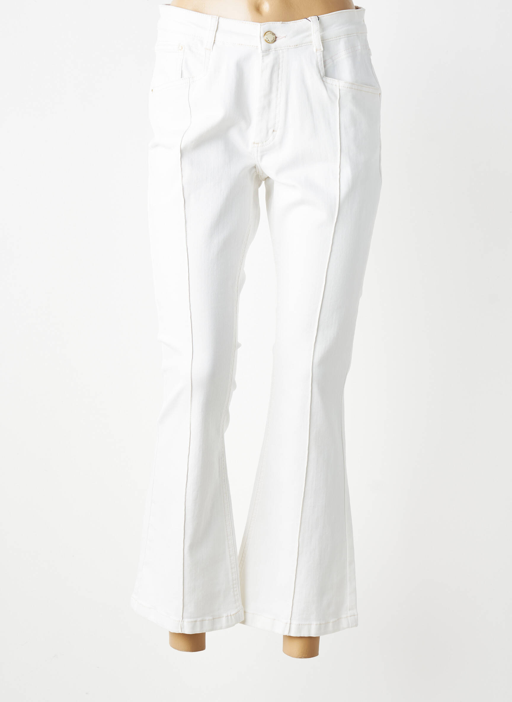 Pantalon 7/8 elasticitate mărime normală alb PARA MI femeie